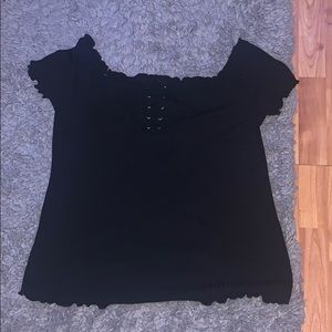 Plus Off The Shoulder Ribbed Shirt